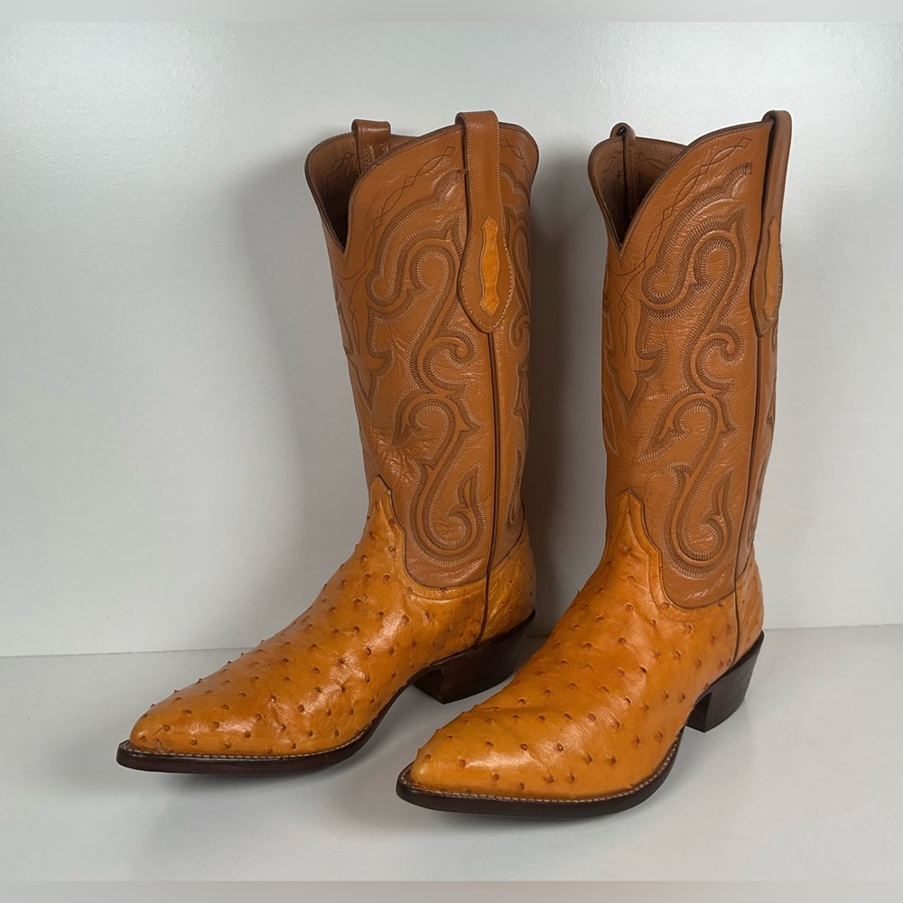 Full Quill Ostrich Cowboy Boots | Exotic | Custom | Butterscotch | Men’s 10 E